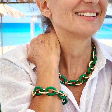 Set - Necklace & Bracelet "Verde Esmeralda de Sofía"